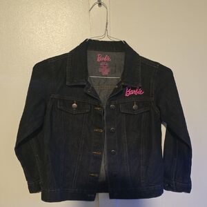 Barbie Black Denim Jacket with Pink Logo